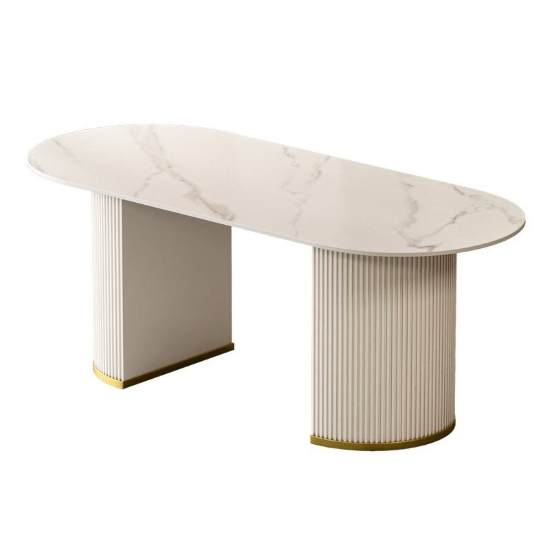 Luxus gesinterte Steinküchtisch Doppelte Sockel Esstisch