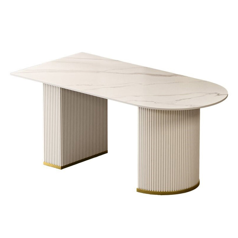 Luxus gesinterte Steinküchtisch Doppelte Sockel Esstisch