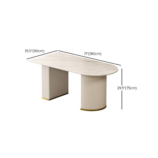 Luxury Sintered Stone Kitchen Table Double Pedestal Dining Table