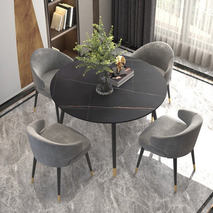 Metal and Slate Table Glam Style Home Living Room Round Dining Table