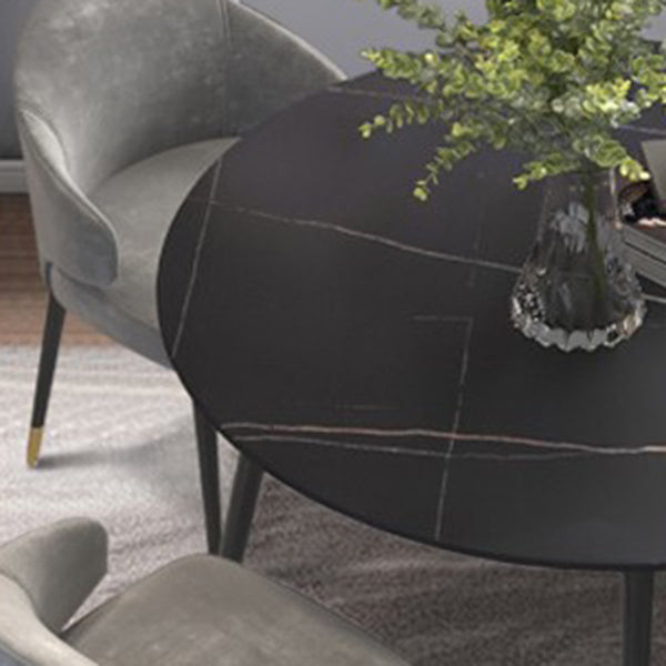 Metal and Slate Table Glam Style Home Living Room Round Dining Table