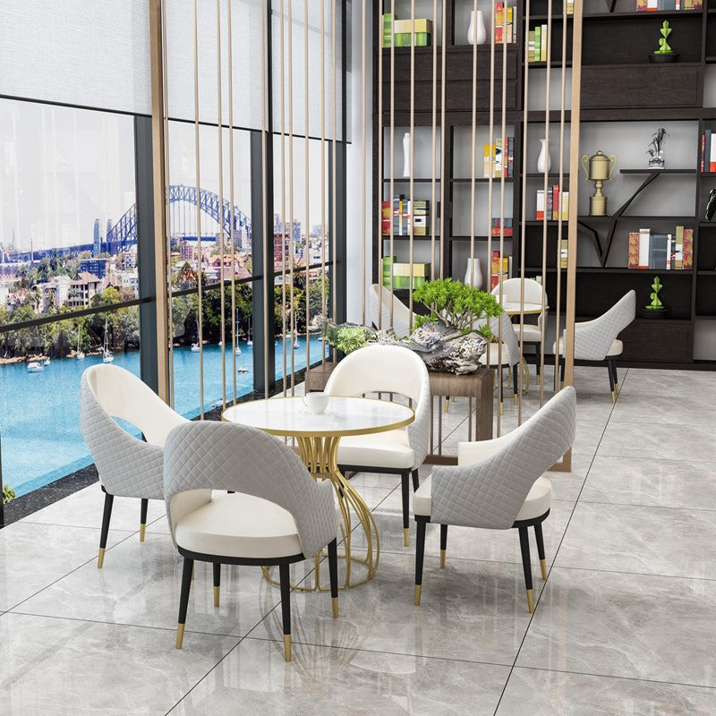 Metal and Stone Table Glam Style Simple Home Round Dining Table Clearhalo 'Dining Tables & Seating' 'Dining Tables' 'dining_table' 'furn' 'furn_dining_table' 'Furniture' 'Kitchen & Dining Furniture' 6175836