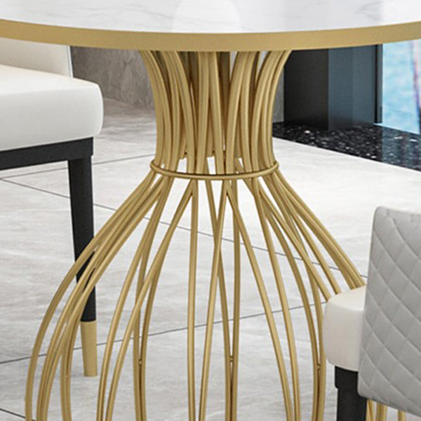 Metal and Stone Table Glam Style Simple Home Round Dining Table Clearhalo 'Dining Tables & Seating' 'Dining Tables' 'dining_table' 'furn' 'furn_dining_table' 'Furniture' 'Kitchen & Dining Furniture' 6175840