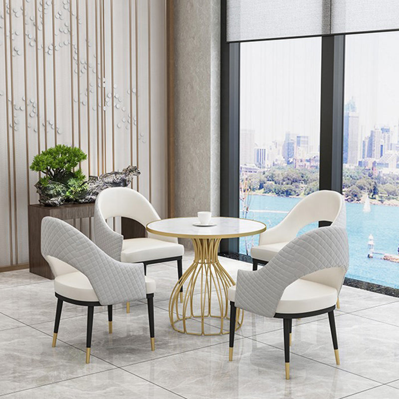 Metal and Stone Table Glam Style Simple Home Round Dining Table Clearhalo 'Dining Tables & Seating' 'Dining Tables' 'dining_table' 'furn' 'furn_dining_table' 'Furniture' 'Kitchen & Dining Furniture' 6175842