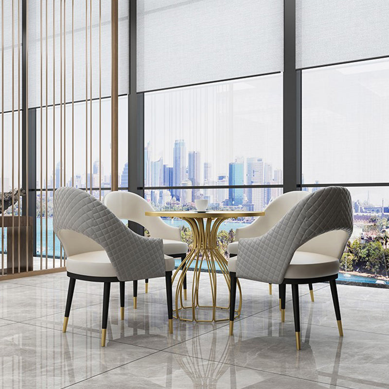 Metal and Stone Table Glam Style Simple Home Round Dining Table Clearhalo 'Dining Tables & Seating' 'Dining Tables' 'dining_table' 'furn' 'furn_dining_table' 'Furniture' 'Kitchen & Dining Furniture' 6175843