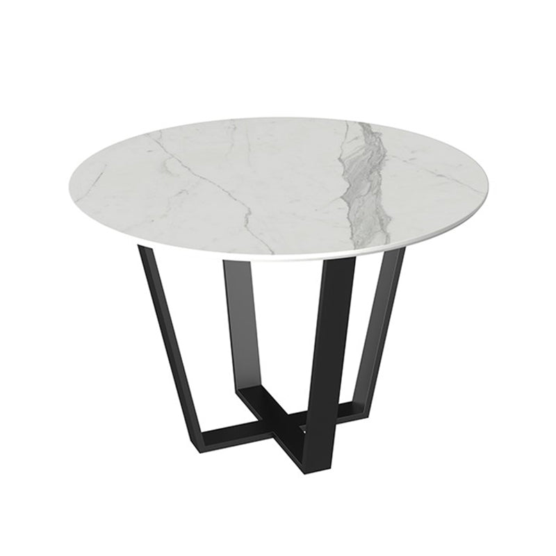 Steel and Slate Table Glam Style Simple Home Round Dining Table White Without Chairs Clearhalo 'Dining Tables & Seating' 'Dining Tables' 'dining_table' 'furn' 'furn_dining_table' 'Furniture' 'Kitchen & Dining Furniture' 6175850