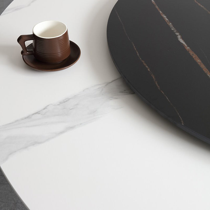 Steel and Slate Table Glam Style Simple Home Round Dining Table Clearhalo 'Dining Tables & Seating' 'Dining Tables' 'dining_table' 'furn' 'furn_dining_table' 'Furniture' 'Kitchen & Dining Furniture' 6175853