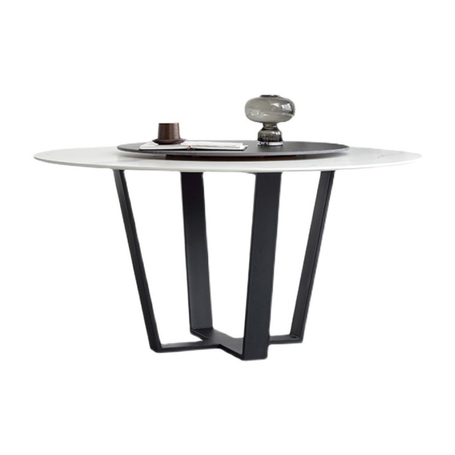 Steel and Slate Table Glam Style Simple Home Round Dining Table Clearhalo 'Dining Tables & Seating' 'Dining Tables' 'dining_table' 'furn' 'furn_dining_table' 'Furniture' 'Kitchen & Dining Furniture' 6175854