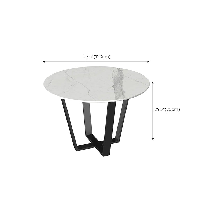 Steel and Slate Table Glam Style Simple Home Round Dining Table Clearhalo 'Dining Tables & Seating' 'Dining Tables' 'dining_table' 'furn' 'furn_dining_table' 'Furniture' 'Kitchen & Dining Furniture' 6175859