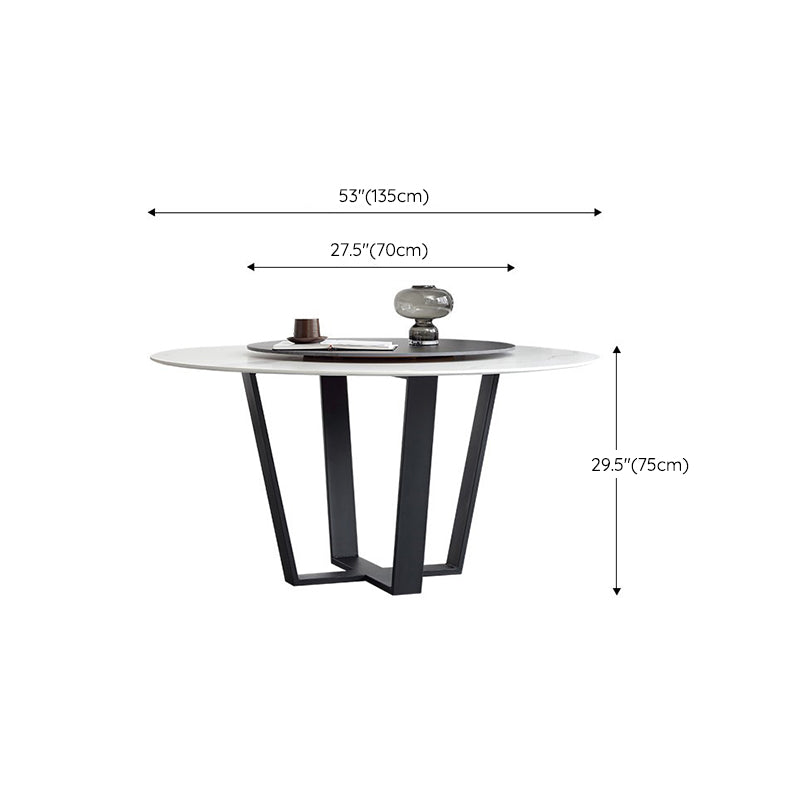Steel and Slate Table Glam Style Simple Home Round Dining Table Clearhalo 'Dining Tables & Seating' 'Dining Tables' 'dining_table' 'furn' 'furn_dining_table' 'Furniture' 'Kitchen & Dining Furniture' 6175862