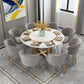 Iron and Slate Table Glam Style Simple Home Round Dining Table 59.1"L x 59.1"W x 29.5"H Lazy Susan Without Chairs Clearhalo 'Dining Tables & Seating' 'Dining Tables' 'dining_table' 'furn' 'furn_dining_table' 'Furniture' 'Kitchen & Dining Furniture' 6175863