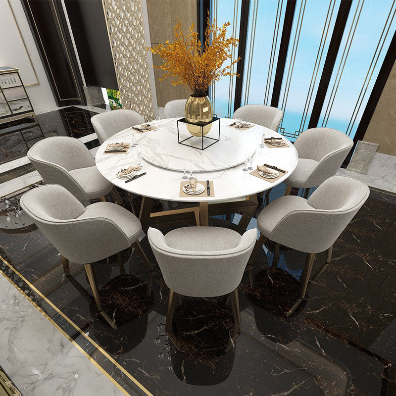 Iron and Slate Table Glam Style Simple Home Round Dining Table Clearhalo 'Dining Tables & Seating' 'Dining Tables' 'dining_table' 'furn' 'furn_dining_table' 'Furniture' 'Kitchen & Dining Furniture' 6175867