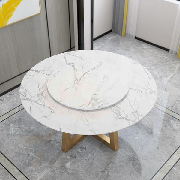 Iron and Slate Table Glam Style Simple Home Round Dining Table Clearhalo 'Dining Tables & Seating' 'Dining Tables' 'dining_table' 'furn' 'furn_dining_table' 'Furniture' 'Kitchen & Dining Furniture' 6175873