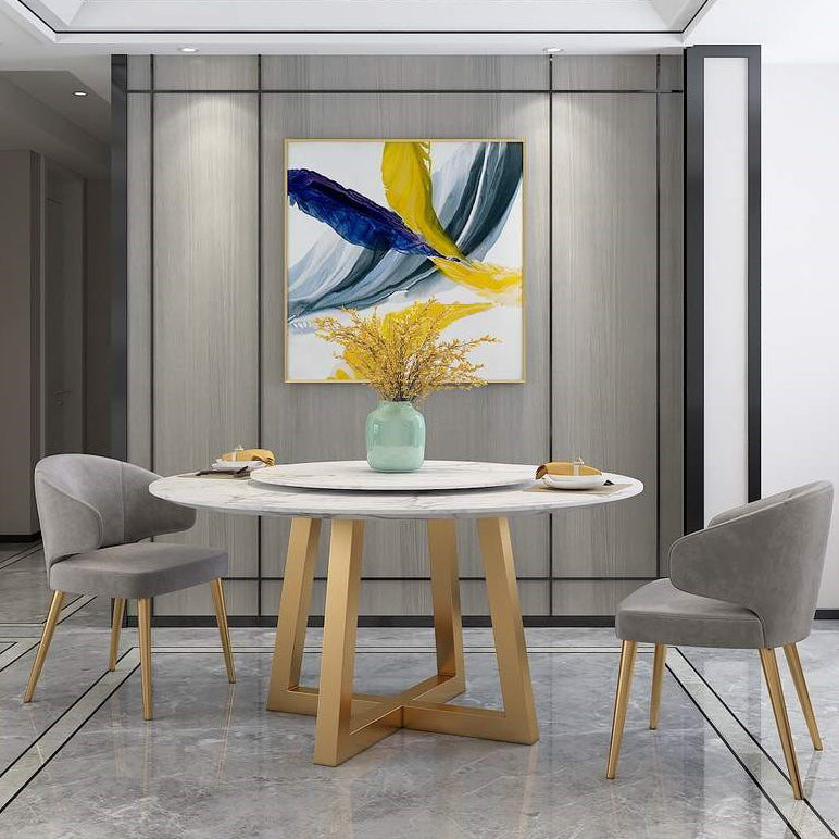 Iron and Slate Table Glam Style Simple Home Round Dining Table Clearhalo 'Dining Tables & Seating' 'Dining Tables' 'dining_table' 'furn' 'furn_dining_table' 'Furniture' 'Kitchen & Dining Furniture' 6175874