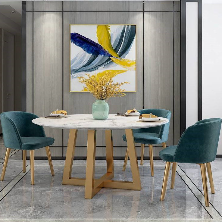 Iron and Slate Table Glam Style Simple Home Round Dining Table Clearhalo 'Dining Tables & Seating' 'Dining Tables' 'dining_table' 'furn' 'furn_dining_table' 'Furniture' 'Kitchen & Dining Furniture' 6175875