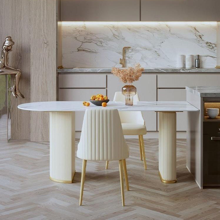 無料のフォーム固定キッチンデスク豪華な焼結石ダイニングルームテーブル