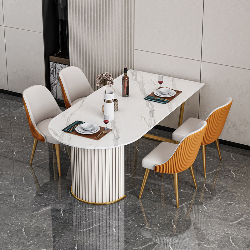 Luxury Free Form Dining Table Sintered Stone Double Pedestal Kitchen Desk Clearhalo 'Dining Tables & Seating' 'Dining Tables' 'dining_table' 'furn' 'furn_dining_table' 'Furniture' 'Kitchen & Dining Furniture' 6175922