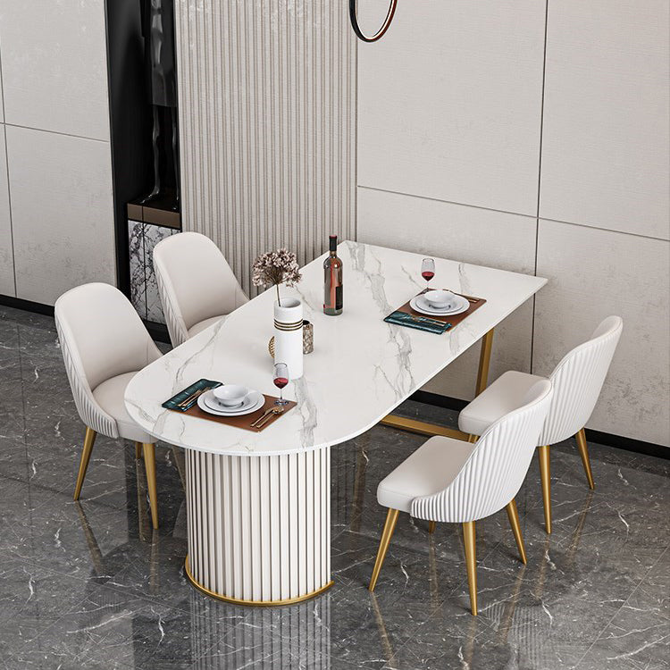 Luxury Free Form Dining Table Sintered Stone Double Pedestal Kitchen Desk Clearhalo 'Dining Tables & Seating' 'Dining Tables' 'dining_table' 'furn' 'furn_dining_table' 'Furniture' 'Kitchen & Dining Furniture' 6175924