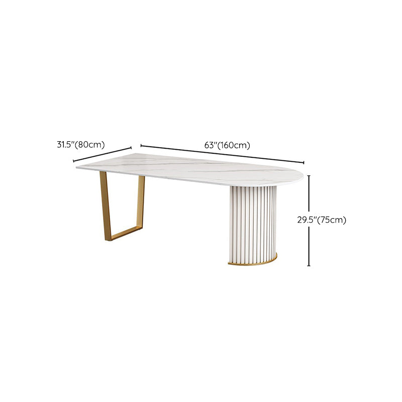 Luxury Free Form Dining Table Sintered Stone Double Pedestal Kitchen Desk Clearhalo 'Dining Tables & Seating' 'Dining Tables' 'dining_table' 'furn' 'furn_dining_table' 'Furniture' 'Kitchen & Dining Furniture' 6175928