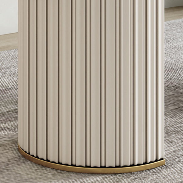 豪華な焼結ストーンダイニングデスクオーバルシェイプダブルベースキッチンテーブル