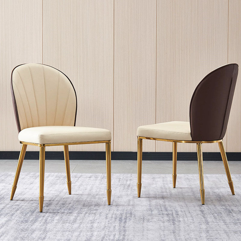 Zeitgenössischer Kunstleder -Essstuhl Parsons Seitenstuhl in Weiß