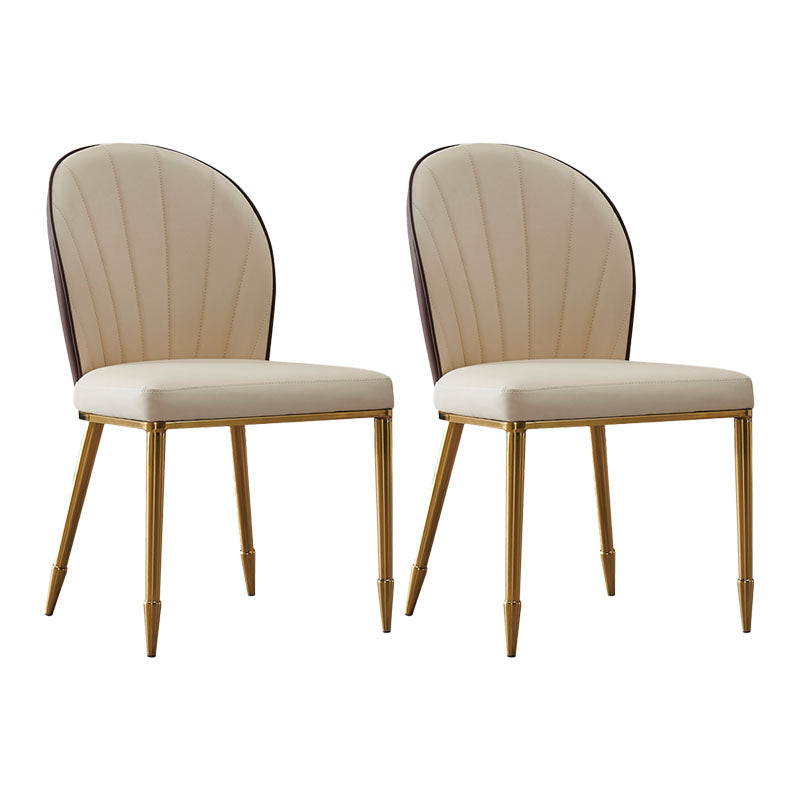 Zeitgenössischer Kunstleder -Essstuhl Parsons Seitenstuhl in Weiß