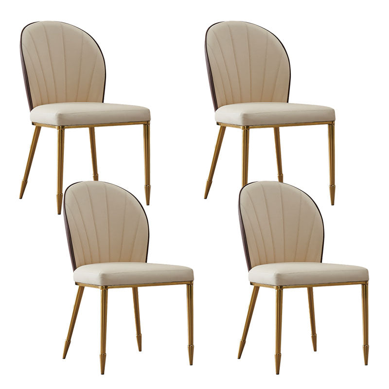 Zeitgenössischer Kunstleder -Essstuhl Parsons Seitenstuhl in Weiß