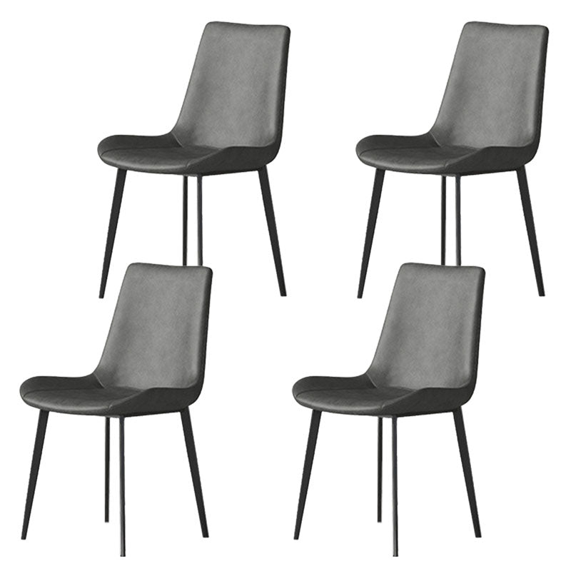 Solid Back Side Chair Industrial Dining Room Chair for Dining Room Dark Gray 4 Piece Set Clearhalo 'Dining Chairs' 'Dining Tables & Seating' 'dining_chair' 'furn' 'furn_dining_chair' 'Furniture' 'Kitchen & Dining Furniture' 6176078