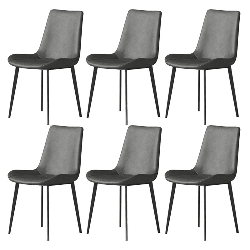 Solid Back Side Chair Industrial Dining Room Chair for Dining Room Dark Gray 6 Piece Set Clearhalo 'Dining Chairs' 'Dining Tables & Seating' 'dining_chair' 'furn' 'furn_dining_chair' 'Furniture' 'Kitchen & Dining Furniture' 6176080
