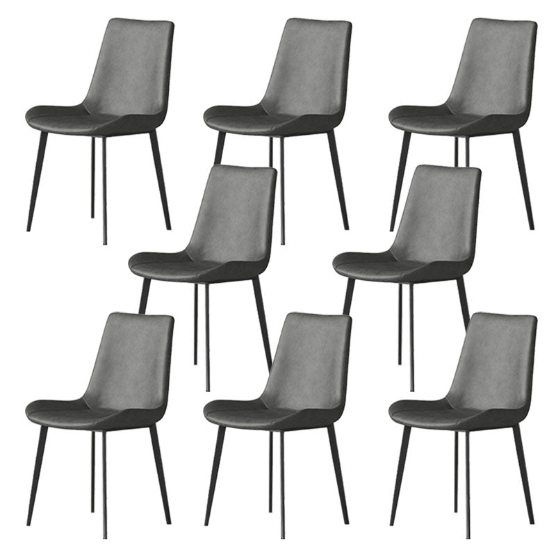 Solid Back Side Chair Industrial Dining Room Chair for Dining Room Dark Gray 8 Piece Set Clearhalo 'Dining Chairs' 'Dining Tables & Seating' 'dining_chair' 'furn' 'furn_dining_chair' 'Furniture' 'Kitchen & Dining Furniture' 6176081