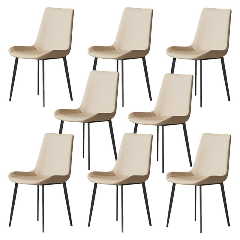 Solid Back Side Chair Industrial Dining Room Chair for Dining Room Off-White 8 Piece Set Clearhalo 'Dining Chairs' 'Dining Tables & Seating' 'dining_chair' 'furn' 'furn_dining_chair' 'Furniture' 'Kitchen & Dining Furniture' 6176109