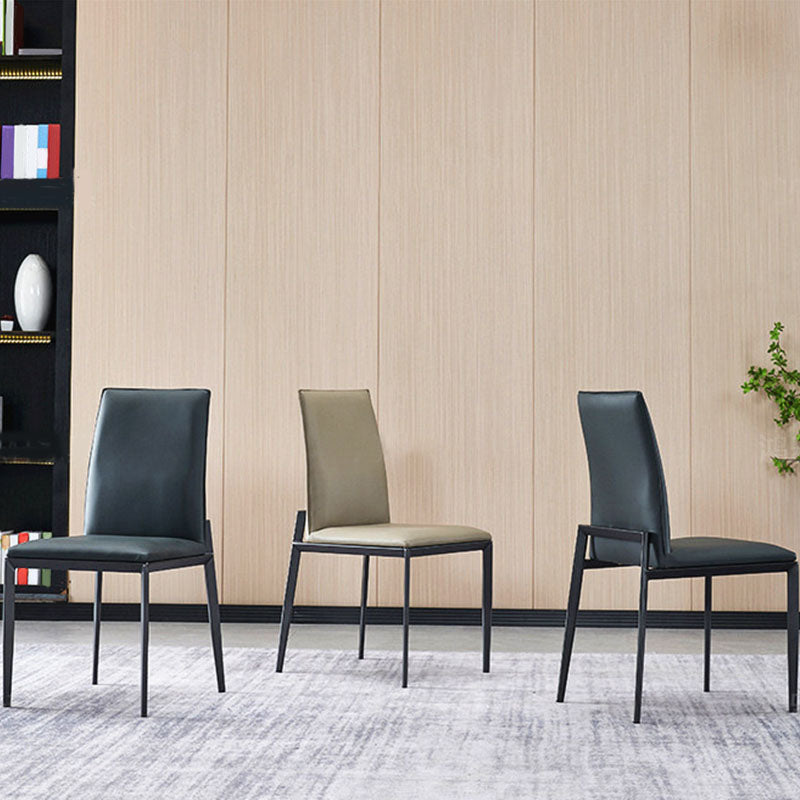 Chaise de salle à manger de cuisine en métal contemporain chaise latéral en faux cuir