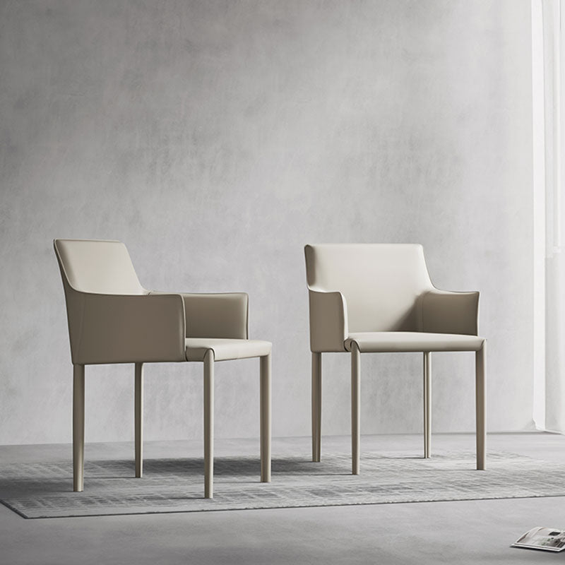 Minimalist Solid Back Chair for Home Use Leather Dining Side Chair