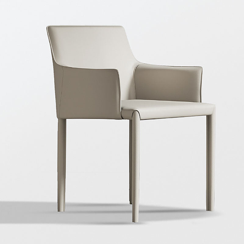 Minimalist Solid Back Chair for Home Use Leather Dining Side Chair