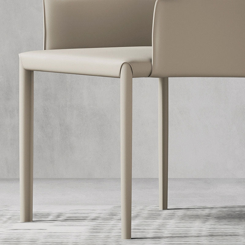 Minimalist Solid Back Chair for Home Use Leather Dining Side Chair