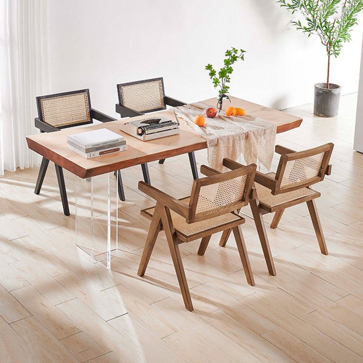 Traditional Style Dining Chair Arm Chair with Wooden Legs for Kitchen Clearhalo 'Dining Chairs' 'Dining Tables & Seating' 'dining_chair' 'furn' 'furn_dining_chair' 'Furniture' 'Kitchen & Dining Furniture' 6176273