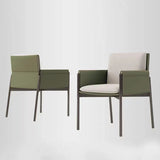 Matte Finish Hotel Dining Chair Contemporary Upholstered Solid Back Arm Chair