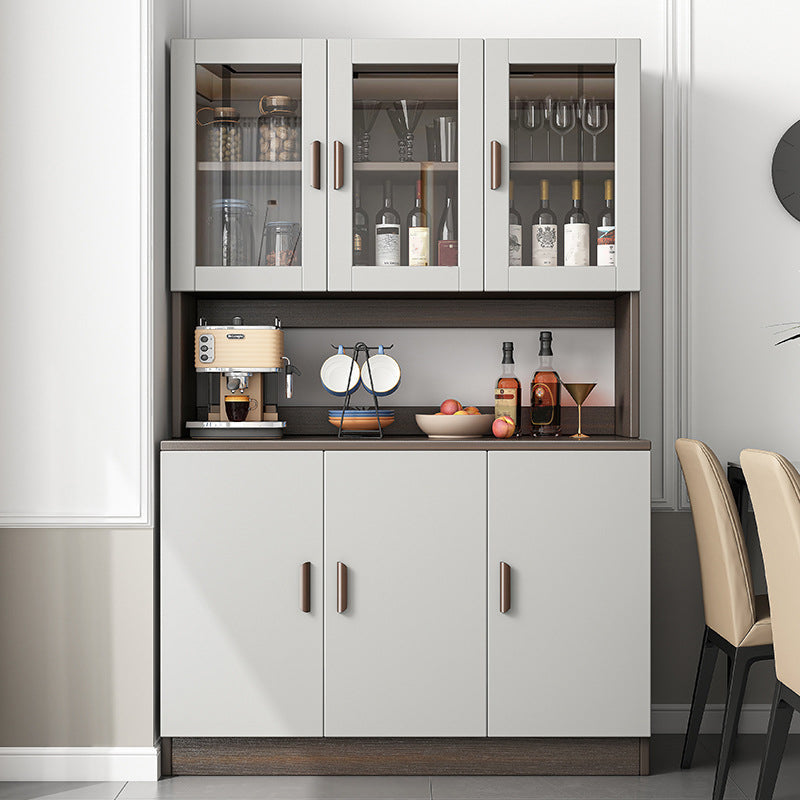 Modern Engineered Wood Dining Server Antique Finish Sideboard with Glass Door Clearhalo 'buffet_sideboard' 'Buffets & Sideboards' 'furn' 'furn_buffet_sideboard' 'Furniture' 'Kitchen & Dining Furniture' 6176348