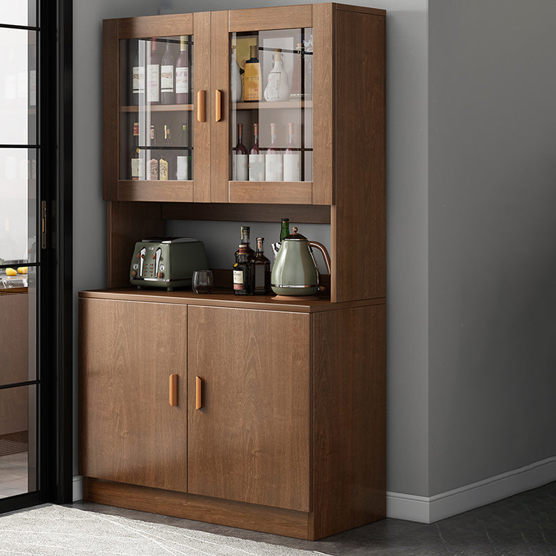 Modern Engineered Wood Dining Server Antique Finish Sideboard with Glass Door 31"L x 13"W x 72"H Brown Clearhalo 'buffet_sideboard' 'Buffets & Sideboards' 'furn' 'furn_buffet_sideboard' 'Furniture' 'Kitchen & Dining Furniture' 6176349