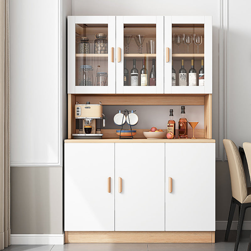 Modern Engineered Wood Dining Server Antique Finish Sideboard with Glass Door Clearhalo 'buffet_sideboard' 'Buffets & Sideboards' 'furn' 'furn_buffet_sideboard' 'Furniture' 'Kitchen & Dining Furniture' 6176350
