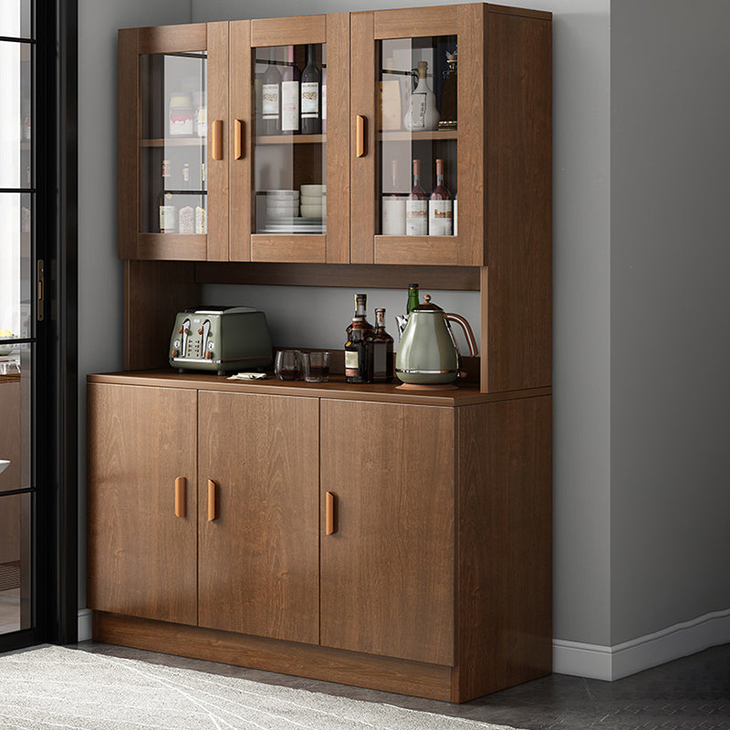 Modern Engineered Wood Dining Server Antique Finish Sideboard with Glass Door 39"L x 13"W x 72"H Brown Clearhalo 'buffet_sideboard' 'Buffets & Sideboards' 'furn' 'furn_buffet_sideboard' 'Furniture' 'Kitchen & Dining Furniture' 6176351