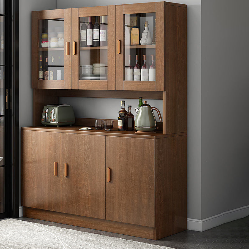 Modern Engineered Wood Dining Server Antique Finish Sideboard with Glass Door 47"L x 13"W x 72"H Brown Clearhalo 'buffet_sideboard' 'Buffets & Sideboards' 'furn' 'furn_buffet_sideboard' 'Furniture' 'Kitchen & Dining Furniture' 6176352