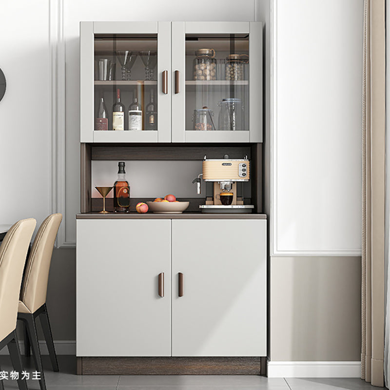 Modern Engineered Wood Dining Server Antique Finish Sideboard with Glass Door Clearhalo 'buffet_sideboard' 'Buffets & Sideboards' 'furn' 'furn_buffet_sideboard' 'Furniture' 'Kitchen & Dining Furniture' 6176353