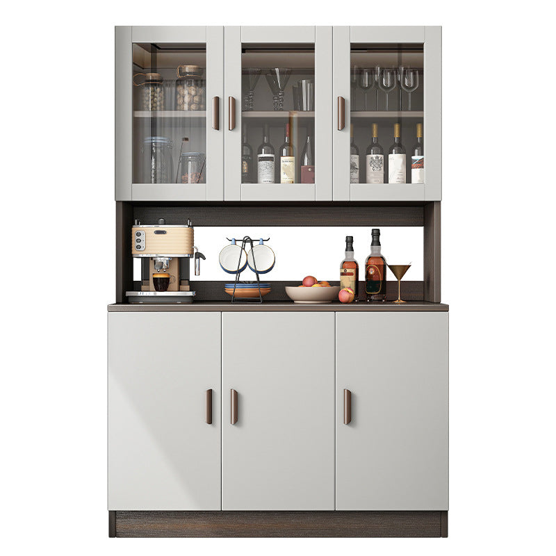 Modern Engineered Wood Dining Server Antique Finish Sideboard with Glass Door Clearhalo 'buffet_sideboard' 'Buffets & Sideboards' 'furn' 'furn_buffet_sideboard' 'Furniture' 'Kitchen & Dining Furniture' 6176357