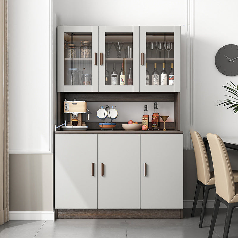 Modern Engineered Wood Dining Server Antique Finish Sideboard with Glass Door 47"L x 13"W x 72"H Grey Clearhalo 'buffet_sideboard' 'Buffets & Sideboards' 'furn' 'furn_buffet_sideboard' 'Furniture' 'Kitchen & Dining Furniture' 6176358