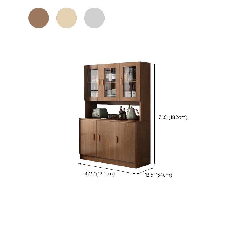Modern Engineered Wood Dining Server Antique Finish Sideboard with Glass Door Clearhalo 'buffet_sideboard' 'Buffets & Sideboards' 'furn' 'furn_buffet_sideboard' 'Furniture' 'Kitchen & Dining Furniture' 6176365