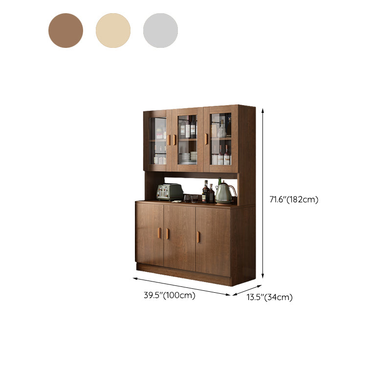 Modern Engineered Wood Dining Server Antique Finish Sideboard with Glass Door Clearhalo 'buffet_sideboard' 'Buffets & Sideboards' 'furn' 'furn_buffet_sideboard' 'Furniture' 'Kitchen & Dining Furniture' 6176366