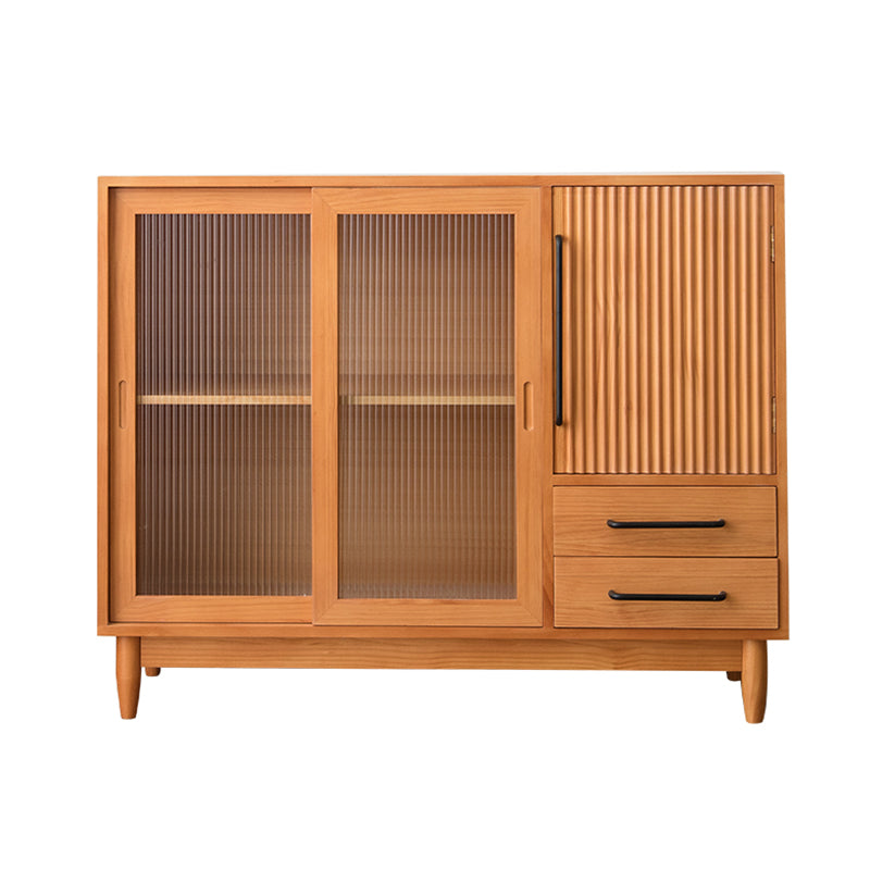 Wooden Side Board Modern Minimalist Home Rectangular Sideboard with Sliding Door 47"L x 16"W x 37"H Cherry Wood Clearhalo 'buffet_sideboard' 'Buffets & Sideboards' 'furn' 'furn_buffet_sideboard' 'Furniture' 'Kitchen & Dining Furniture' 6176404