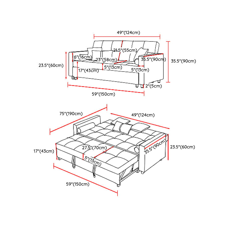 Blu 35.43 "divano da divano a letto largo letto con biscotto
