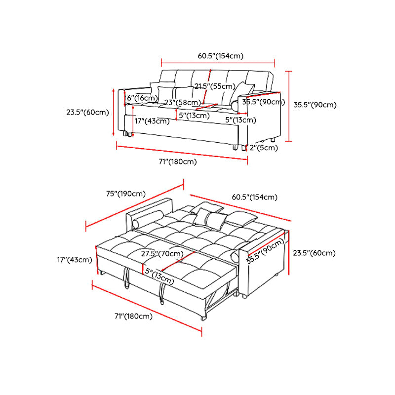 Blu 35.43 "divano da divano a letto largo letto con biscotto